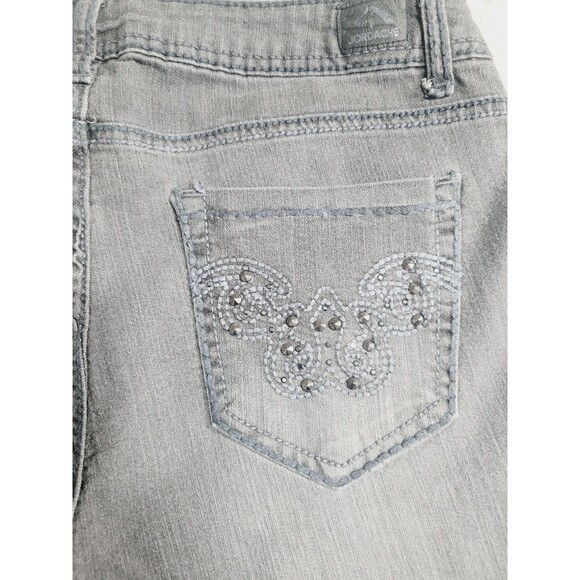 Jordache Bootcut Jeans Womens 10 Gray Med Wash Studded Stretch Embroidered Denim - Picture 14 of 16